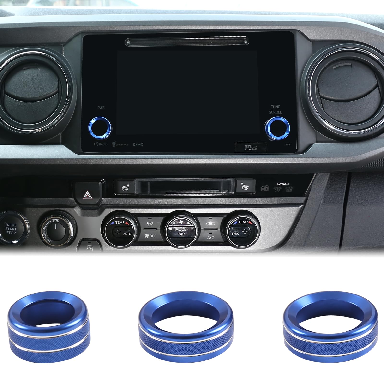 Photo 1 of Car Sound Volume Knob & Rearview Mirror Adjustment Knob Trim Cover Fit Toyot@a Tacoma 2016-2019 Center Console Audio Radio Switch & Rearview Mirror Button Knob Circle Decorative Ring Accessories