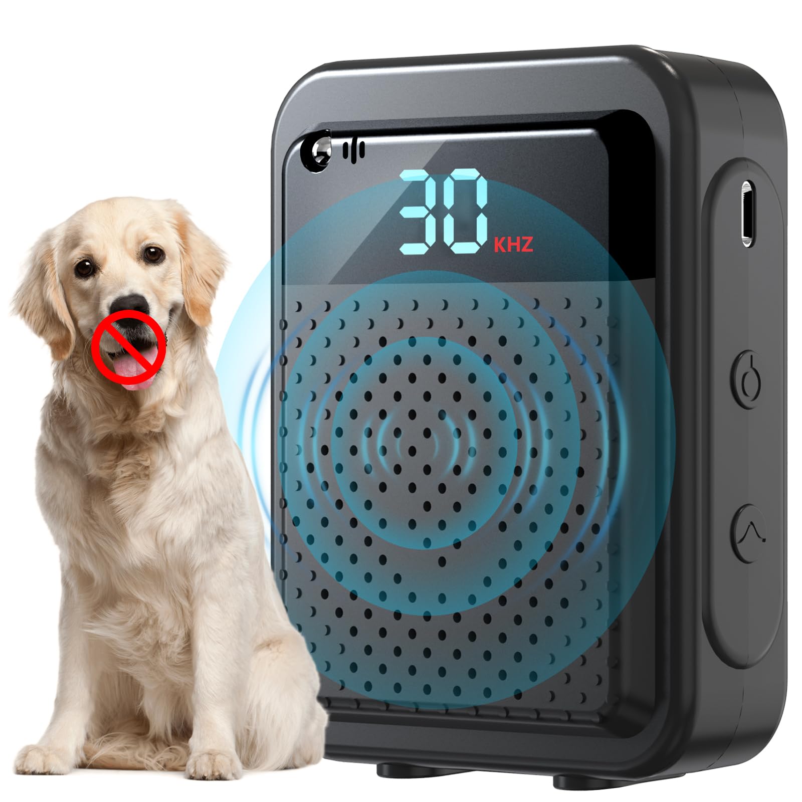 Photo 1 of Qidejoy Anti Barking Device for Dogs – 3 Adjustable Frequency (10-30kHz), 30 Ft Range, Rechargeable, Auto Bark Detection, Safe & Effective for Small to Large Dogs,Black