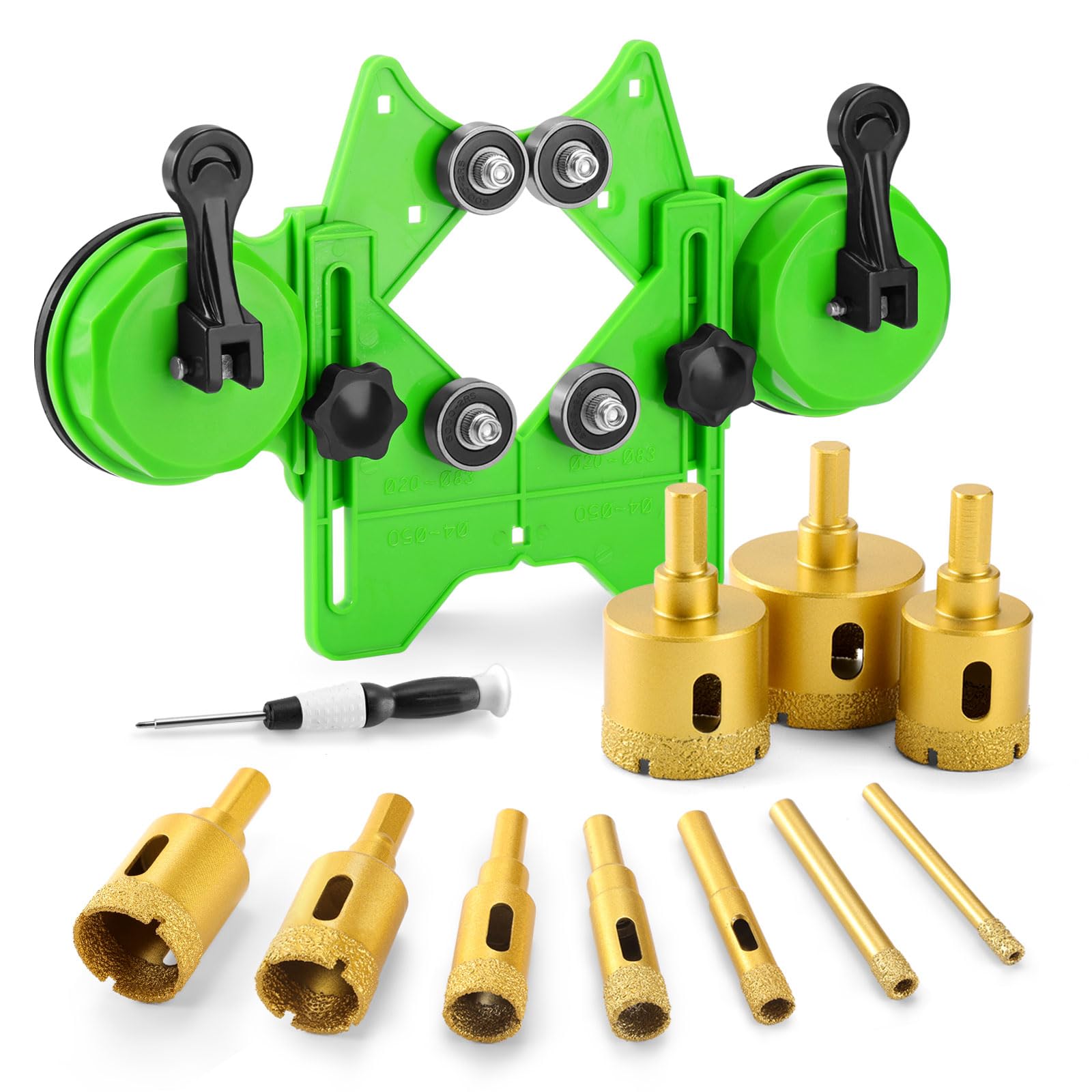 Photo 1 of Diamond Hole Saw Kit, 10 PCS Tile Brazed Drill Bits Set with Double Suction Cup Guide, 6-50 mm Dry/Wet Hole Saws for Ceramic, Glass, Porcelain, Marble, Granite