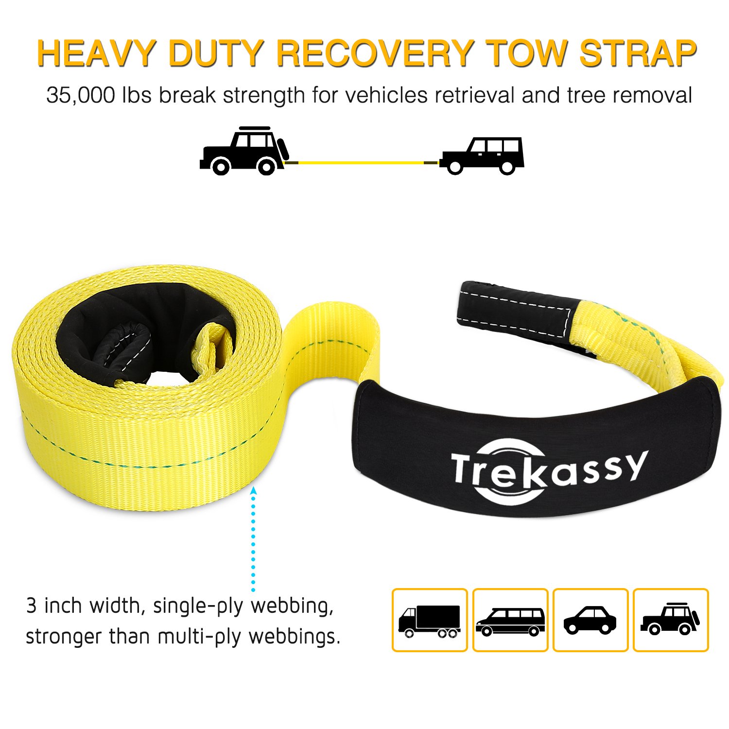 Trekassy 6 Pack Soft Loop Tie Down Straps 17 Inch 11,000 Lb for