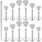 Uzgtvy 18G 16G 14G Lip Labret Medusa Nose Rings Studs Flat Back Earrings Internally Threaded 316L Surgical Steel Snake Bites Lip Rings Flat Back Cartilage Tragus Helix Conch Earring Stud 6mm 7mm 8mm