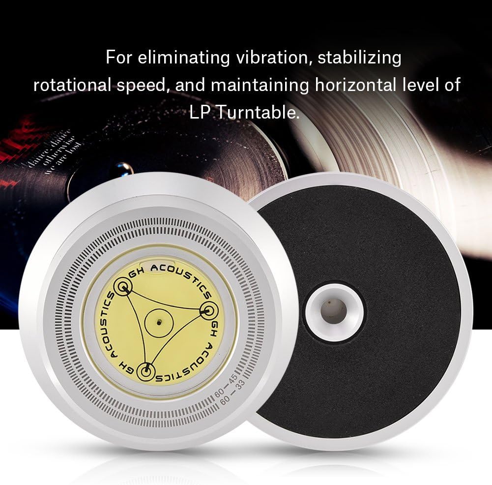 Socobeta Turntable Disc Record Stabilizer Disc Record Weight Stabilizer 60Hz Clamp with Bubble Level for Record Player(Silver) - Image 5