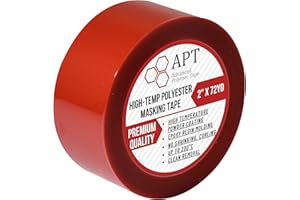 APT ADVANCED POLYMER TAPE APT,2 Mil Polyester Tape with Silicone Adhesive, PET Tape, high Temperature Tape, 3.5 mil Thickness, Powder Coating, E-Coating (1, 2" x 72Yds(Red))