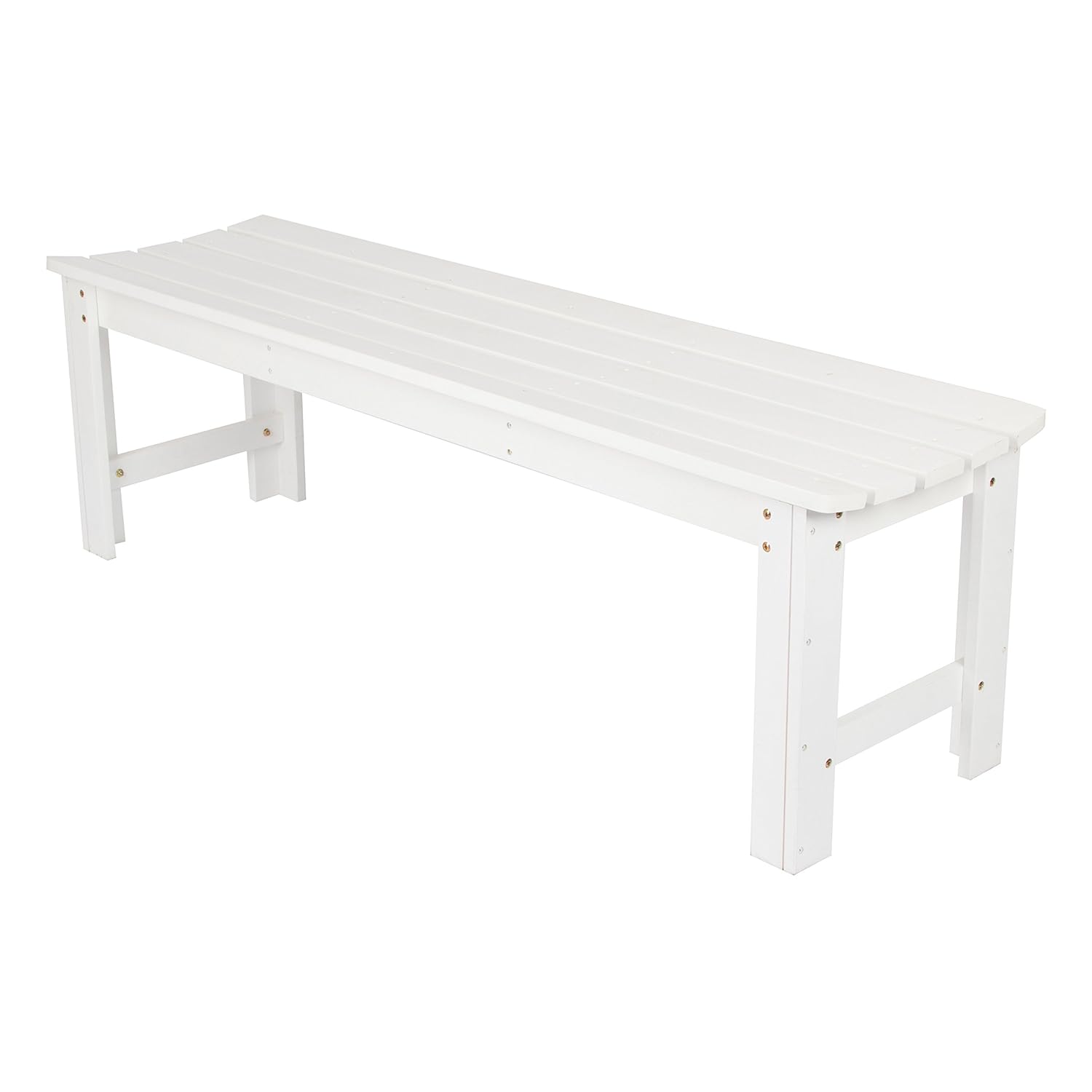 Shine Company 5 Ft. Backless Garden Bench, White Outdoor