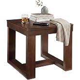 Signature Design by Ashley End Table, Oversized Square, Dark Brown | Hand-finished dark brown stain over a contemporary sled base, Scaled for deep-seated sofas, Watson Series