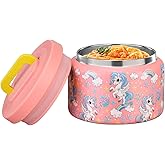 MAISON HUIS 8oz Soup Thermo Wide Mouth Vacuum Insulated Thermo Food Jar, Leak Proof Stainless Steel Thermo for Hot&Cold Food Kids Food Lunch Soup Container for School Travel (Pink-Rainbow