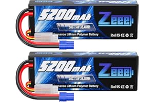 Zeee 2S 5200mAh Lipo Battery 7.4V 50C Hard Case Battery with EC3 Plug Compatible with 1/8 1/10 RC Vehicles Car Slash RC Buggy Truggy RC Airplane UAV Drone(2 Pack)