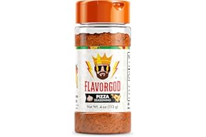 Flavor God Pizza Seasoning Mix Low Sodium, Kosher, Gluten & Dairy Free, Vegan Keto-Friendly Natural Healthy Spice Blend For Grilling Chicken Beef Seafood Vegetables, Salad, Tacos, Ravioli, Dips, Pasta