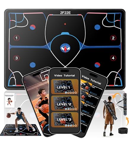 Tapis D'agilité Basket – 120x86 Cm, Antidérapant, Silencieux, Portable Avec Sangle, 1,7 Kg