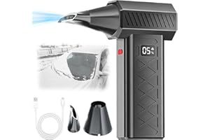 TOSHOW Mini Turbo Snow Blower for Car, 130,000 RPM Cordless Snow Blower with Vacuum Mode, 6-Speed Air Duster Rechargeable Keyboard Cleaner, 6000mAh LED Cordless Leaf Blower (Black)