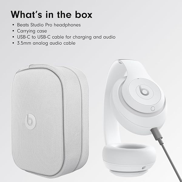BEATS STUDIO PRO – PREMIUM WIRELESS OVER-EAR HEADPHONES- UP TO 40-HOUR BATTERY LIFE, ACTIVE NOISE CANCELLING, USB-C LOSSLESS AUDIO, APPLE & ANDROID COMPATIBLE – MATTE WHITE