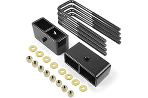 OTUAYAUTO AUTOPTIM 2 inch Rear Leveling Lift Block Kit - Replacement for 1995-2022 Toyota Tacoma, Tundra, Square Leaf Spring Axle U Bolts Set