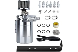 EIGIIS Universal Car Oil Catch Can Kit Polish Baffled Automotive Reservoir Tank 300ml with Breather Aluminum Compact Dual Cylinder
