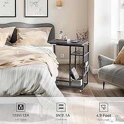Colima C Shaped End Table with Charging Station