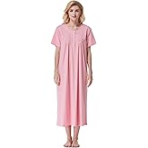 Keyocean Women Nightgowns, Soft 100% Cotton Lightweight Short Sleeve Night-dresses for Ladies