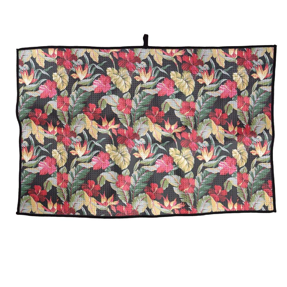 Ancharpin Hawaiian Flower Leaf Unisex Soft Waffle Towel Microfiber Cooling Casual Portable Golf Towel Sports Towel 38X60cm