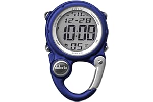Dakota Digital Mini Clip, Alarm, StopWatch, Timer and Dual Time, Fob and Pocket Watch, Outdoor Gifts for Men and Women, Tactical Digital Clip on Watch - Blue