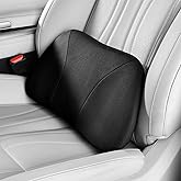 POKSRI Lumbar Support Pillow,Back Pain Relief Cushion,fits tightly around the waist,Memory Foam,Skin-friendly Suede Fabric,fit Car Drive,Office chair,Rest seat,Improve Posture,Portable,15.5''Lx 8.7''H