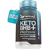 Herbtonics Keto BHB + BioPerine Keto Pills – Exogenous Ketones for Ketosis Support, Weight Management, GLP‑1 Support, Energy & Mental Focus, Vegan Friendly Non‑GMO Formula. 60 Vegan Capsules
