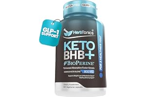 Herbtonics High Strength Keto Capsules with Bioperine for Enhanced Absorption – Gluten-Free BHB Salts for Ketosis, Fasting, and GLP-1 Support. Boosts Energy & Focus. 60 Vegan Capsules