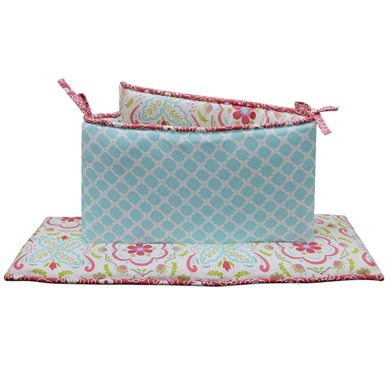 coral crib bumper