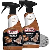 Weiman Leather Cleaner and Conditioner for Furniture - 12 Ounce - 2 Pack - Ultra Violet Protection Help Prevent Cracking or Fading of Leather Couches, Car Seats, Shoes, Purses