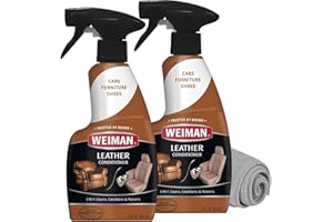 Weiman Leather Cleaner and Conditioner for Furniture - 12 Ounce - 2 Pack - Ultra Violet Protection Help Prevent Cracking or Fading of Leather Couches, Car Seats, Shoes, Purses