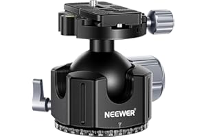 Neewer Low Profile DSLR Camera Tripod Ball Head, 54mm All Metal Panoramic Camera Mount Tripod Head with 1/4” Quick Release Plate for DSLR Camera/Camcorder, Tripod, Monopod, Slider, Max Load 77lb/35kg