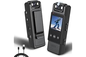 ICAMDOOR 1.3in Screen Body Camera, Sport Worn Camcorder, 1200mAh Portable Cam, 1080P Mini Wearable Camera with Fill Light, 180° Rotatable Lens for Outdoor Police Law Enforcement up to128GB (Card Not Included)