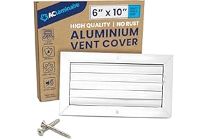 LAMINAIRE 6x10 Inch (Duct Opening) Aluminum 1-Way Air Flow Vent – HVAC Vent Cover for Wall or Ceiling – Quiet HVAC Wall Register - Multi-Shutter Damper – Adjustable Curved Blade - Plastic Seal for Tight Fit