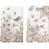 Artoid Mode Floral Bird Butterfly Spring Kitchen Towels Dish Towels, 18x26 Inch Farmhouse Summer Decoration Cleaning Set of 2