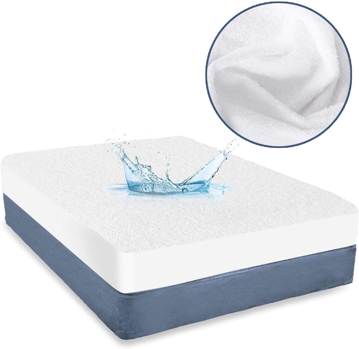 Waterproof Terry Cotton Mattress Protector Fitted Style Fit up to 18" deep in Your Mattress Hypoallergenic Breathable. (King Size, 18" Deep Pocket)