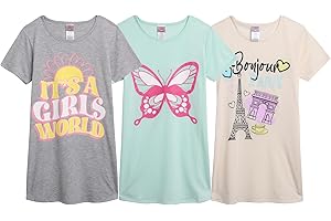 Angel Face Girls Nightgowns Pajama - 3 Pack Soft Breathable Short Sleeve Nightgown Girls Pajamas - Sleep Dress Pajamas (6-14)