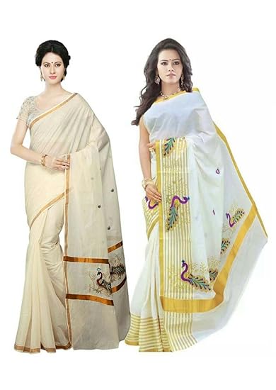 cotton kerala kasavu zari saree with running blouse