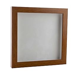 13x13 Shadow Box Frame Light Brown Wood | with a