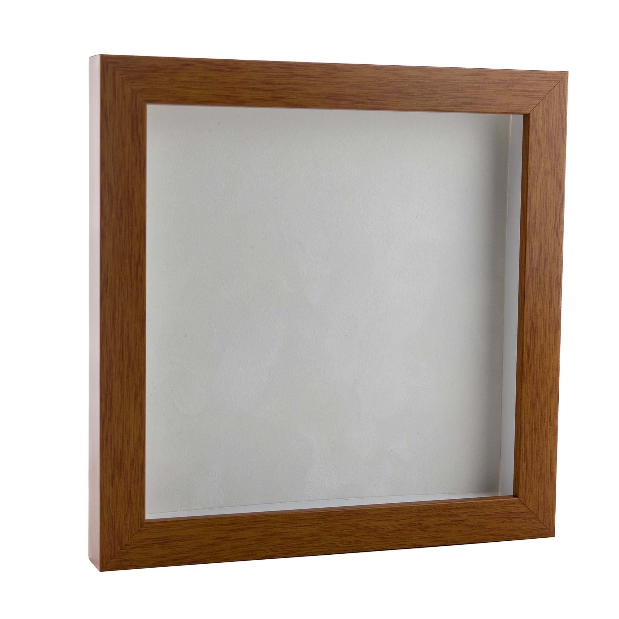 13x13 Shadow Box Frame Light Brown Wood | with a