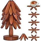 Wooden Trivets for Hot Dishes, Wooden Tree Trivet Set of 5 for Easy Storage - Suited for Hots, Pans, Bowl, Teapot, Hot Holder
