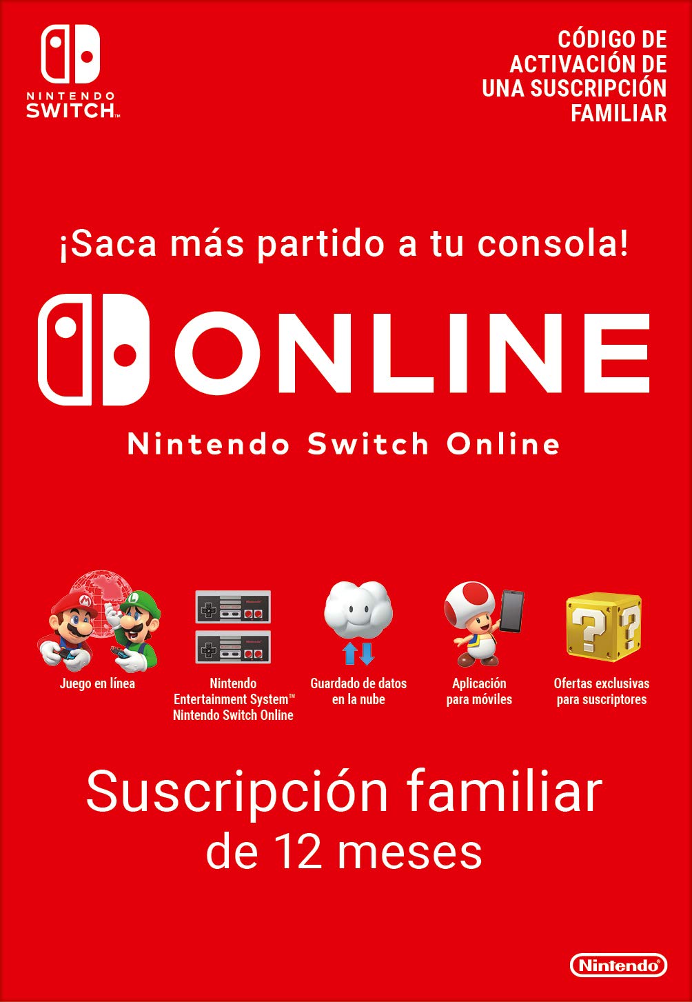 Switch Online Suscripción Familiar de 12 Meses Nintendo Switch