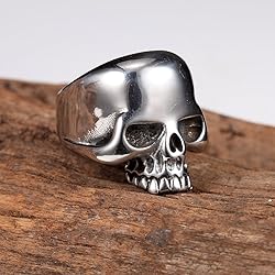 Stainless Steel Men's Cool Skull Head Solid Ring