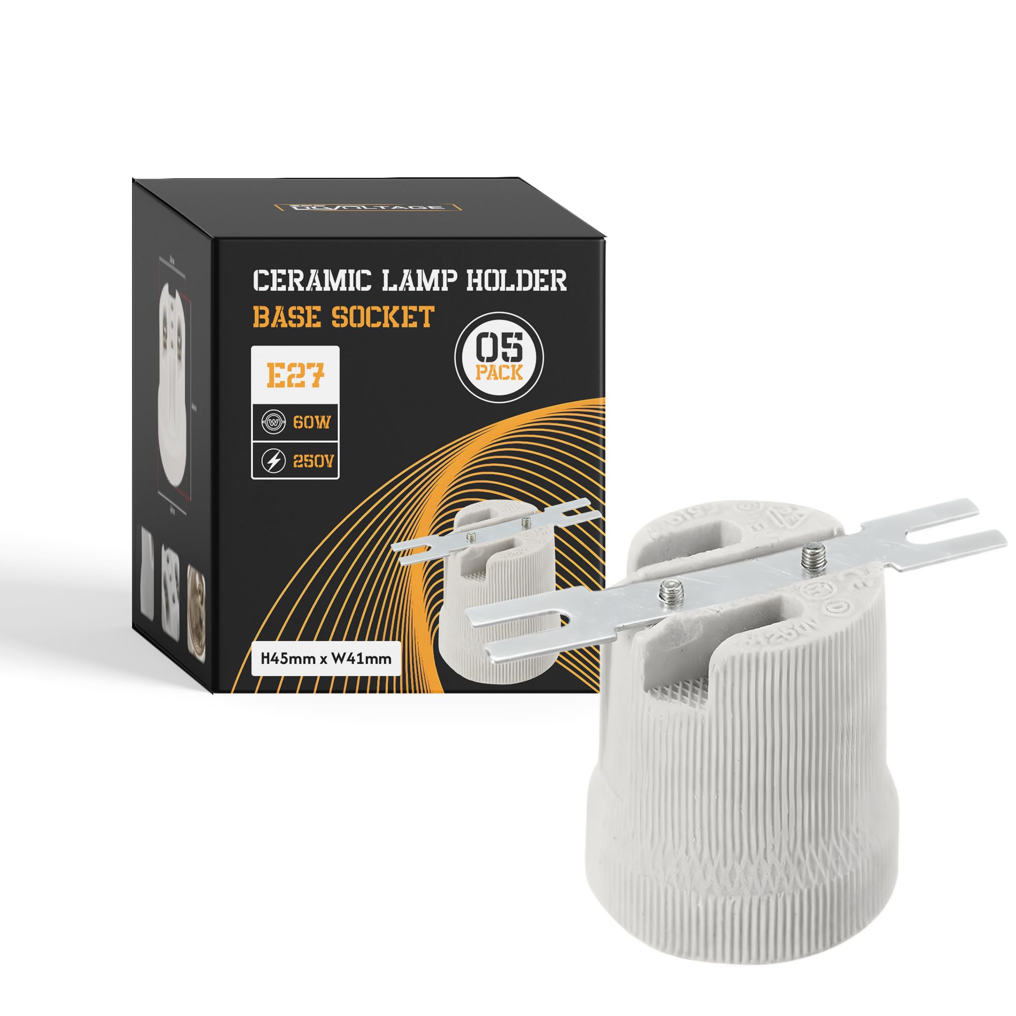Heat Resistant Ceramic E27 Lamp Holder, Durable Edison Screw Socket 240V UK, Compact Bulb Holder for LED Pendant, Ceiling & DIY Lighting — image 1