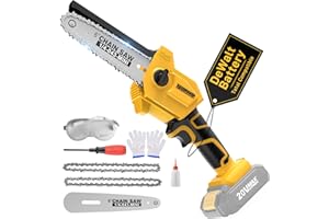 APEXPOWER Brushless Mini Chainsaw, for DEWALT 20V MAX Battery, 6 Inch Handheld Chain Saw w/2 Chains, Security Lock, 1.98Lbs Lightweight, Portable Electric Chainsaw Cordless for Garden Wood Cutting, Gift for Men