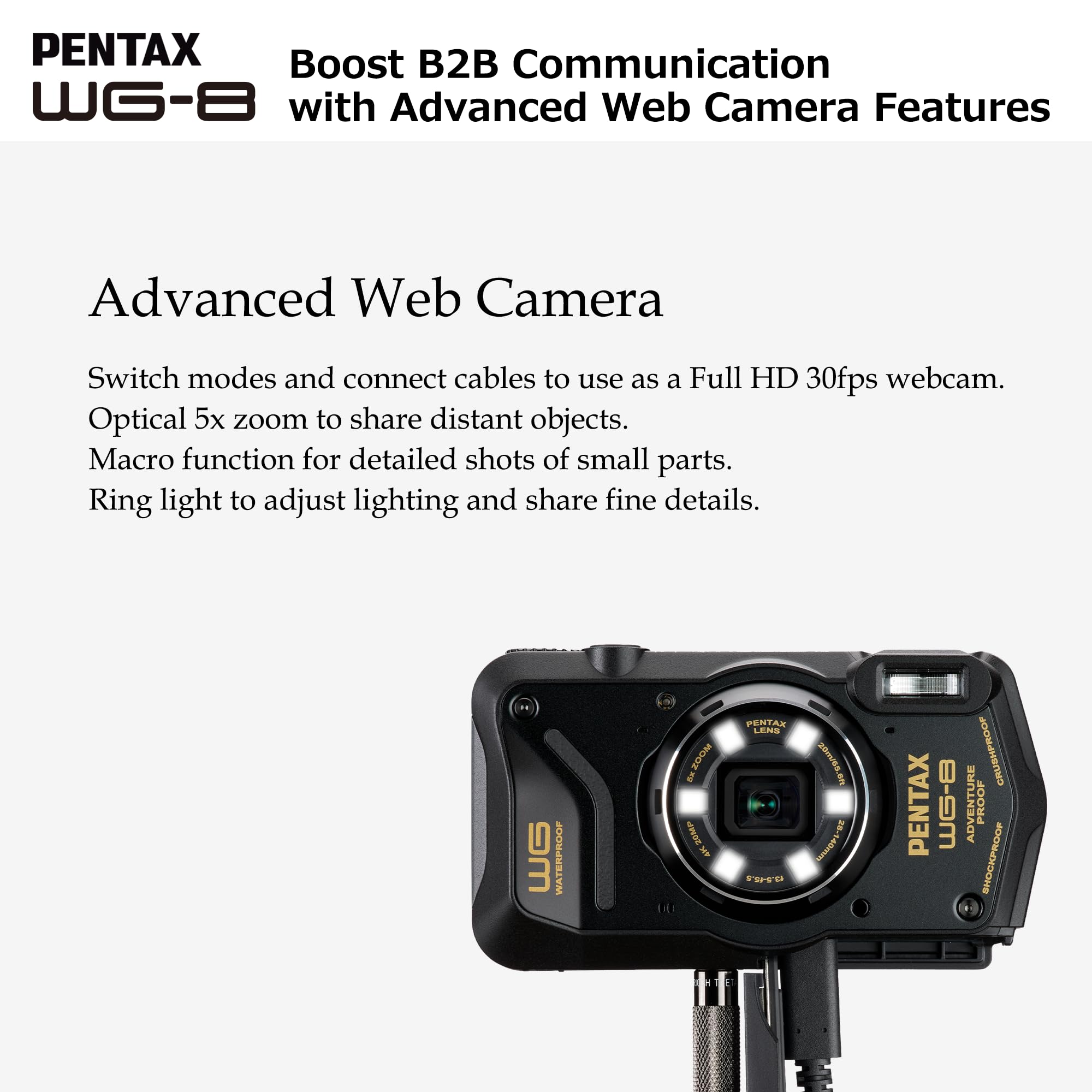 PENTAX Compact étanche WG-8 Noir 7