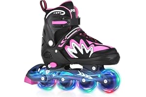 TOMSHOO Roller Skates for Children Junior, 4 Sizes Inline Skates, Built in Adjuster, Luminous Wheels High-Top Shoes for Kids 