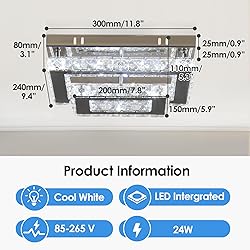 Finktonglan LED Crystal Ceiling Light Modern Flush