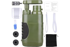 Portable Hand Pump Water Filter,100000Gallons Camping Water Filter Survival,3-Grade Backpacking Water Filter System 0.01μm Ca