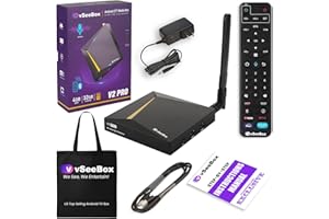 Generic 2024 Newest vSeeBox V2 Pro 6K with Voice Control Remote - Includes Reusable Tote Bag, Easy Setup Guide by Seller and CA Support - Android 10, Quad-Core, 4GB RAM, 32GB Storage, black