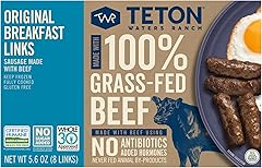 Teton Waters Ranch Breakfast Sausage Links, 100% Grass-Fed Beef, Fully Cooked Breakfast Sausage, Frozen, No Sugar Added, No N