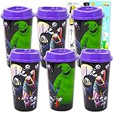 Disney The Nightmare Before Christmas Reuseable Travel Cups Set - Bundle with 6 Tumblers with Lids, Stickers, and More | Oogie Boogie Travel Mugs for Girls, Teens, Adults
