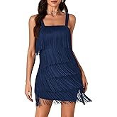 KIFOVEN Women’s Layered Fringe Dress Sleeveless 1920s Flapper Dress Gatsby All-Over Tassel Mini Dress
