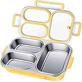 Stainless Steel Lunch Box for Kids & Adults – 3-Compartment Bento Lunch Container, 25oz Leakproof Bento Box, 304 Stainless Steel Food Container for Office & Outdoor, Dishwasher Safe, BPA-Free
